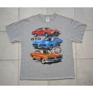 Pontiac Classic Muscle Cars GTO 60s & 70s Men's Large Gray Short Sleeve T-Shirt